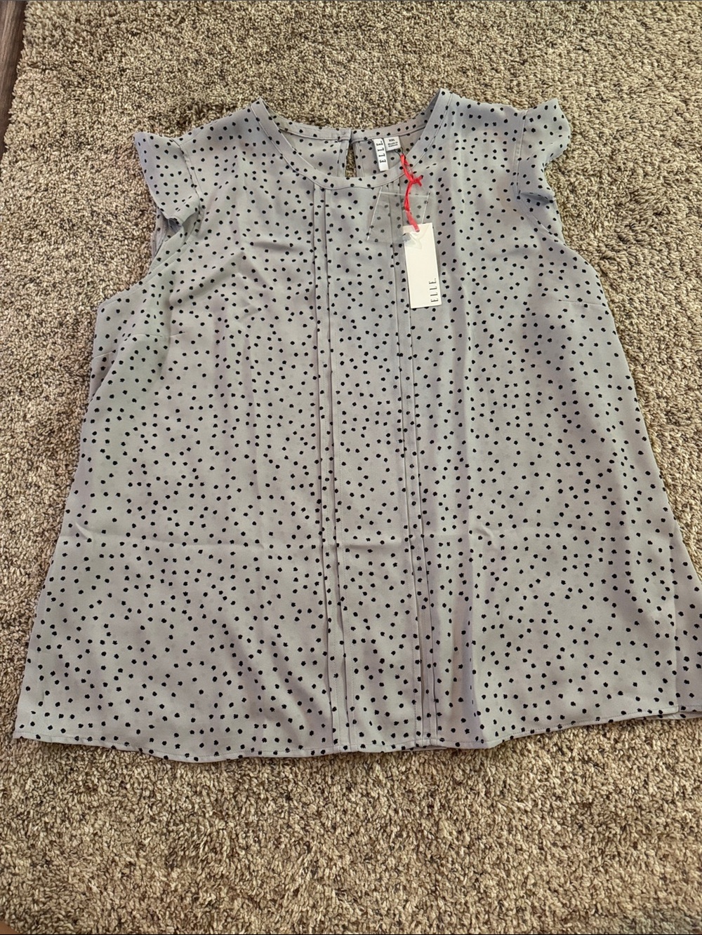 Elle Gray Polka Dot Cap Sleeve Blouse XXL